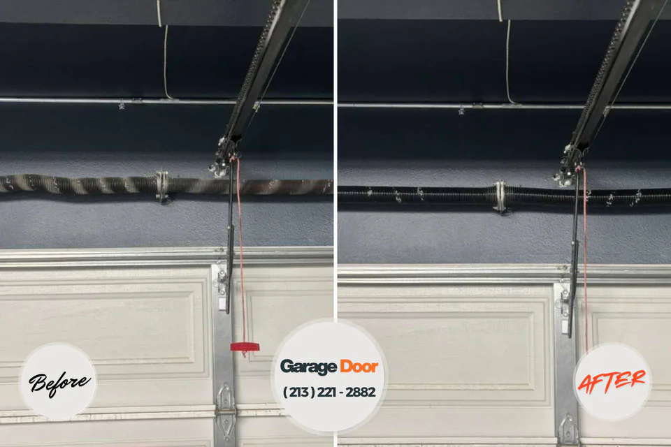 Before and after: garage door repair Barstow, CA